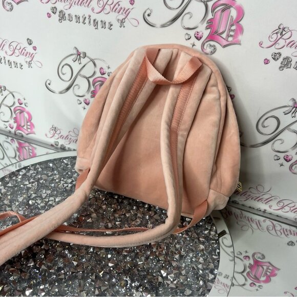 Juicy Couture backpack pink rhinestone bling logo Velvet Bag 